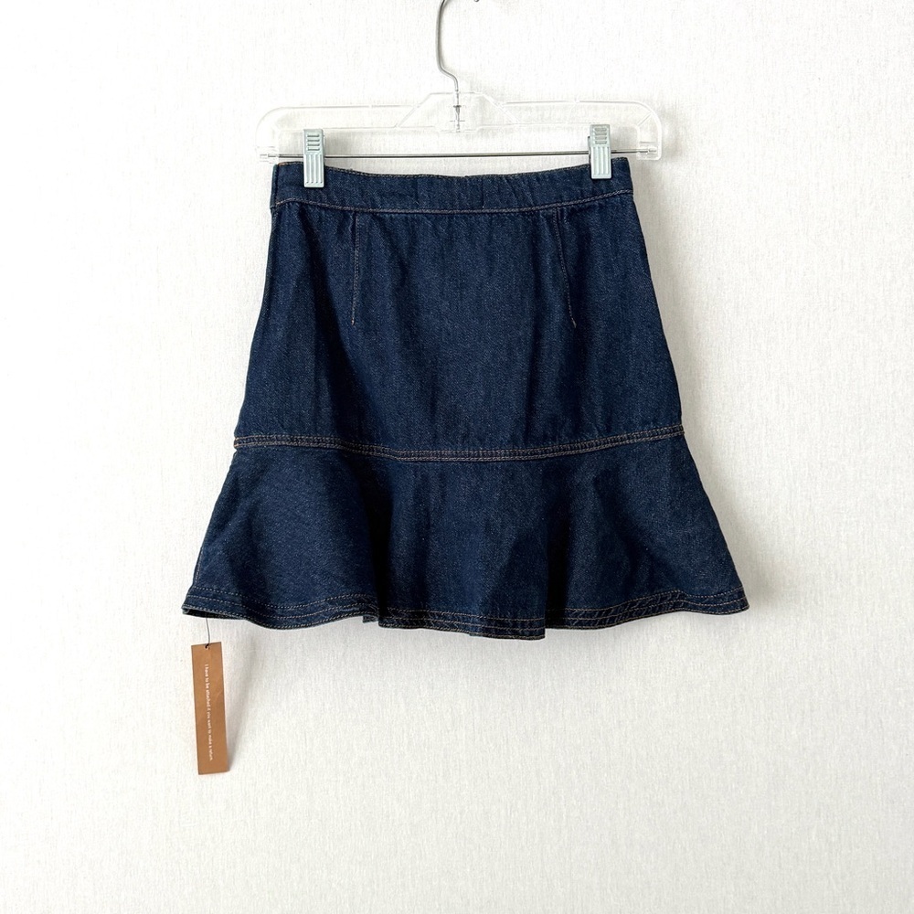 Reformation Madelyn Denim Mini Skirt in Cannon - Picture 3 of 8